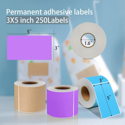 PARLAIM 3 X 5 Inch Rectangle Adhesive Color Coding Stickers,Square Purple Inventory Stickers -250 Per Dispenser Box（Purple）