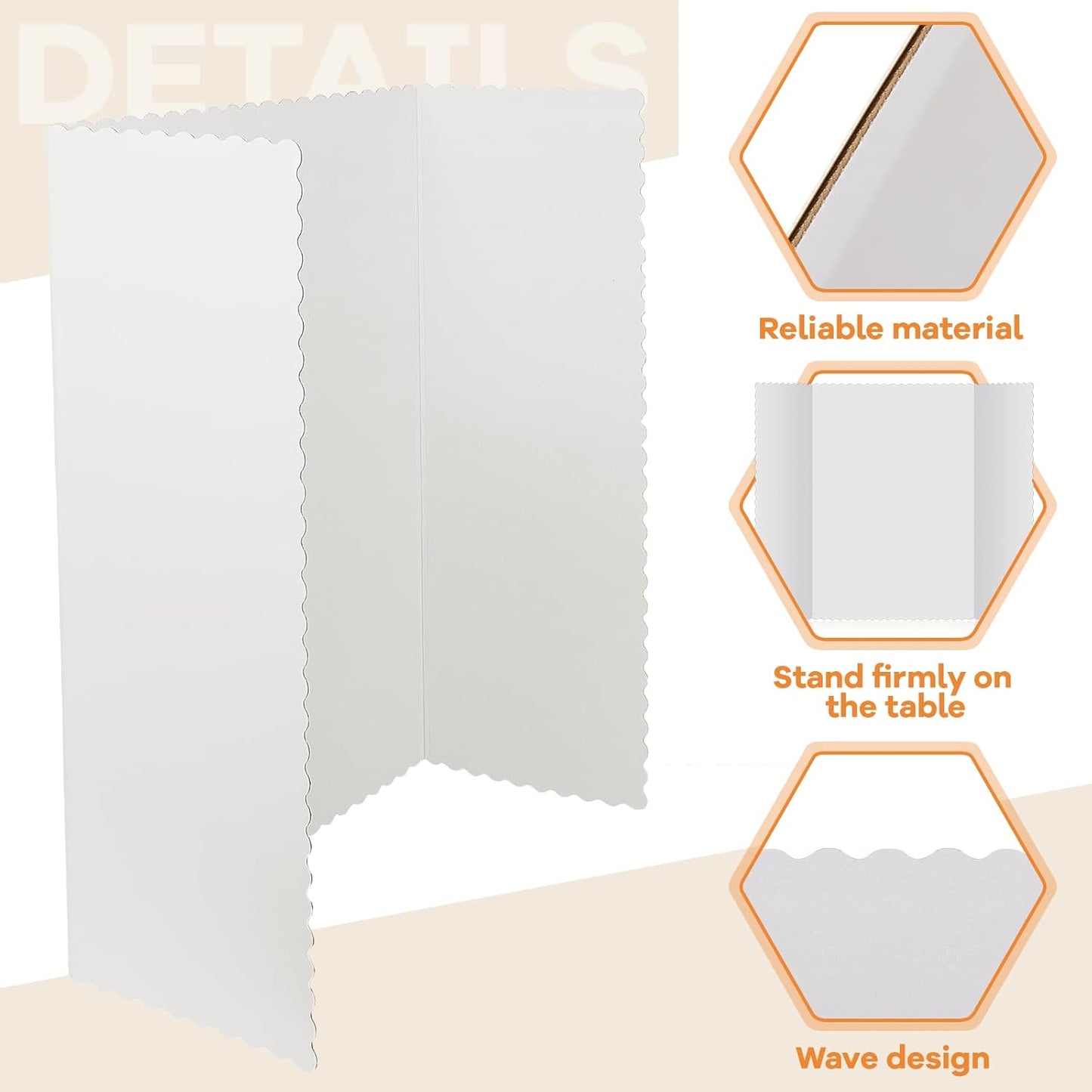 Henoyso 8 Pieces Tri Fold Poster Board Lightweight Fold Presentation Board for Science Fair Display(36 x 48 Inch,White)