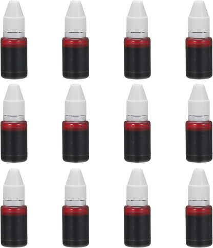 PATIKIL 0.33oz Refill Ink for Stamps and Ink Pads, 12Pcs 10ml Stamp Pad Ink Refill for Office Stamp Self Inking Stamp Date Stamp Scrapbooking, Light Red