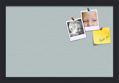 PinPix 18x12 Inch Cork Bulletin Board. This Decorative Framed Pin Board Comes with Soft Blue Design and a Satin Black Frame. Ideal for Home Office Decor or Message Board (PinPix-1814)