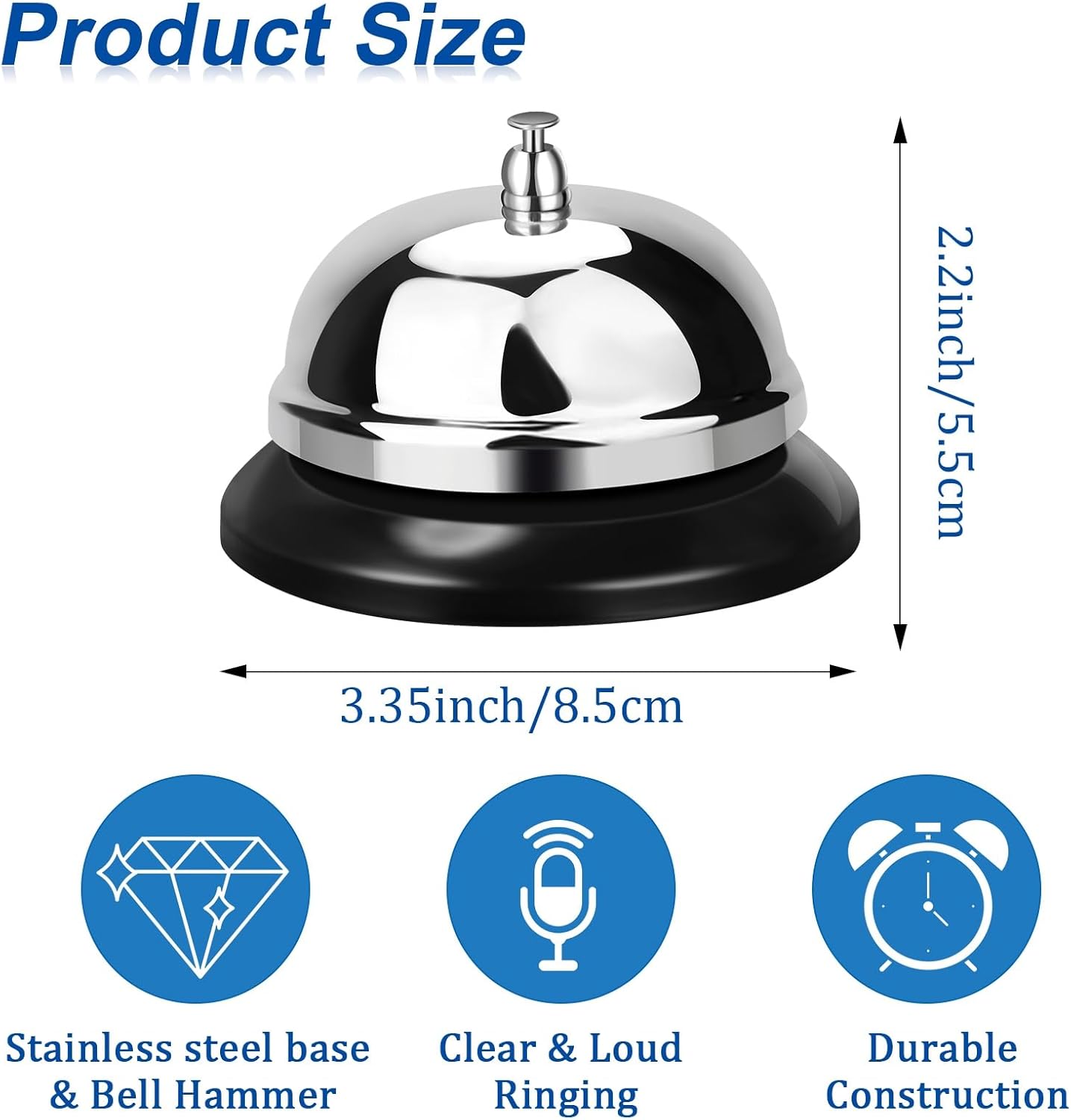 Yexiya 48 Packs Call Bell 3.35 Inch Diameter with Metal Anti-rust Construction Service Bell for Hotels, Schools, Restaurants, Reception Areas, Hospitals, Warehouses