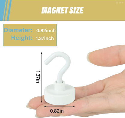 Neosmuk Magnetic Hooks,Heavy Duty Earth Magnets with Hook for Refrigerator, Extra Strong Cruise Hook for Hanging, Magnetic Hanger for Cabins, Grill (Creamy White, Pack of 4)