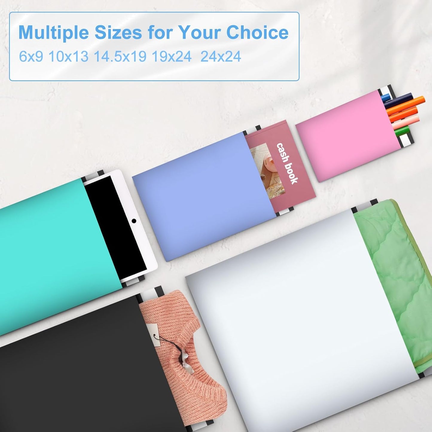 Large Poly Mailers 24x24 Inch 50 Pcs, Extra Large Shipping Bags for Clothing with Self-Sealing Tear-Resistant, Waterproof Poly Bags, Mailing Envelopes for Small Business (White)