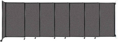 Wall-Mounted Sliding StraightWall Room Divider | Adjustable Widths | Locking Wheels | Room Separator | Up to 15'6" Wide x 5' Tall Charcoal Gray Fabric Panels