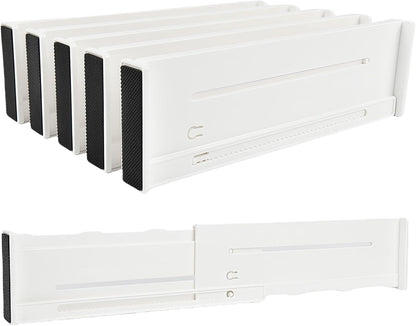 5 Pack Drawer Dividers 3.1" Slim Height Drawer Separators, Non-Slip Plastic Drawer Organizers Expandable 10.6"-17.7" for Shallow Drawers,Kitchen & Clothes Storage, Adjustable Office Drawer Divider