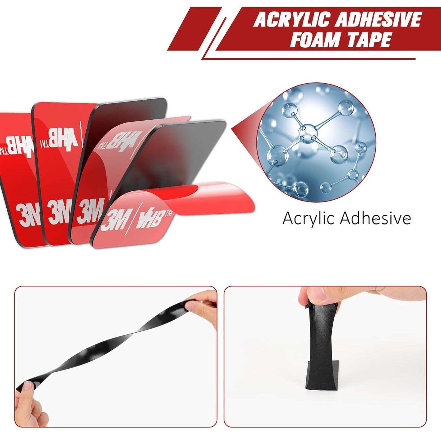 Bulina Double Sided Adhesive Pads Heavy Duty VHB 2" Diameter 20 PCS Round Black 5925 Sticky Mounting Foam Tape Strong Adhesive Waterproof for Home Office Car Deco