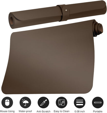 Boutilon Leather Desk Pad Protector,Non-Slip Mouse Pad,Laptop Desk Pad,Office Mouse Mat,Waterproof Leather Desk Blotter,Desk Writing Pad for Office and Home (XXXL-Coffee,47"x 24")