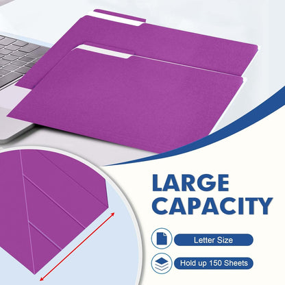 File Folder, PANDRI 120 Pack File Folder, 1/3 Cut Tab, Letter Size, Filing Folder for Office School Business, Rosepurple