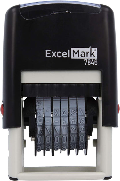 ExcelMark Self-Inking Rubber Number Stamp, Black Numbering Stamp, 6 Digit