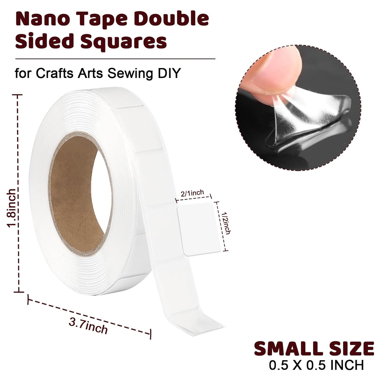 315 PCS Nano Tape Double Sided Squares 0.5" Nano Tape Precut Adhesive Glue Points Double Sided Mounting Putty Picture Hanging Adhesive Dots for Balloon Poster Walls Hanging Removable(Tape)