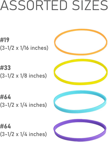 LotFancy Rubber Bands, 1/2 Pound Assorted Size #64#33#19 Colored Rubber Bands Office Supplies