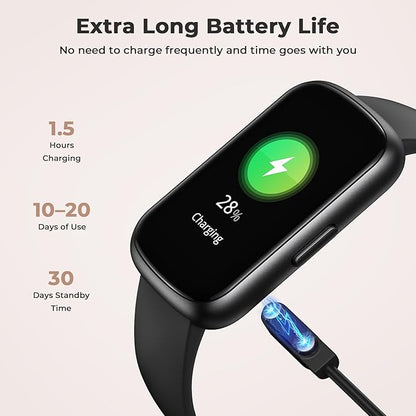 Fitness Tracker with 24/7 Heart Rate, Blood Oxygen, Sleep Monitor, 3ATM Waterproof Fitness Watch/Smart Watch/Activity Tracker, Pedometer/Step Counter, Calorie Tracker for Women Men, Black