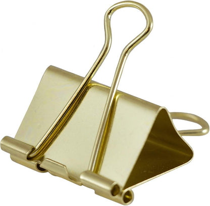 JAM PAPER Colorful Binder Clips - Large - 1 1/2 Inch (41 mm) - Gold Binderclips - 12/Pack
