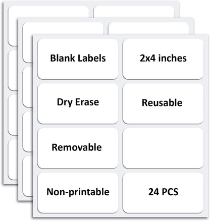 SVNOOC Multi-Use Removable Dry Erase Labels Stickers, White, Reusable Sticky Notes (2x4 inches) (2 * 4 inches White)