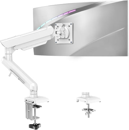 Single Monitor Mount for 22 24 27 32 inch Screen, Gas Spring Arm Holds 4.4-22 lbs, Monitor Desk Mount, Gaming & Home Office Use, VESA 75x75mm & 100x100mm, Freelift Pro White