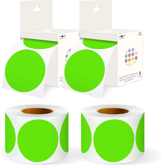 PARLAIM 3" Diameter Round Light Green Color Coding Sticker, 4 Rolls 2000PCS Circle Dot Label,Permanent for Inventory Box Labeling
