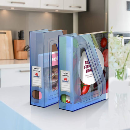 Acrimet Magazine File Holder, Durable Rack, Space-Saving Organizer (Plastic) (Clear Blue Color) (2 pack)