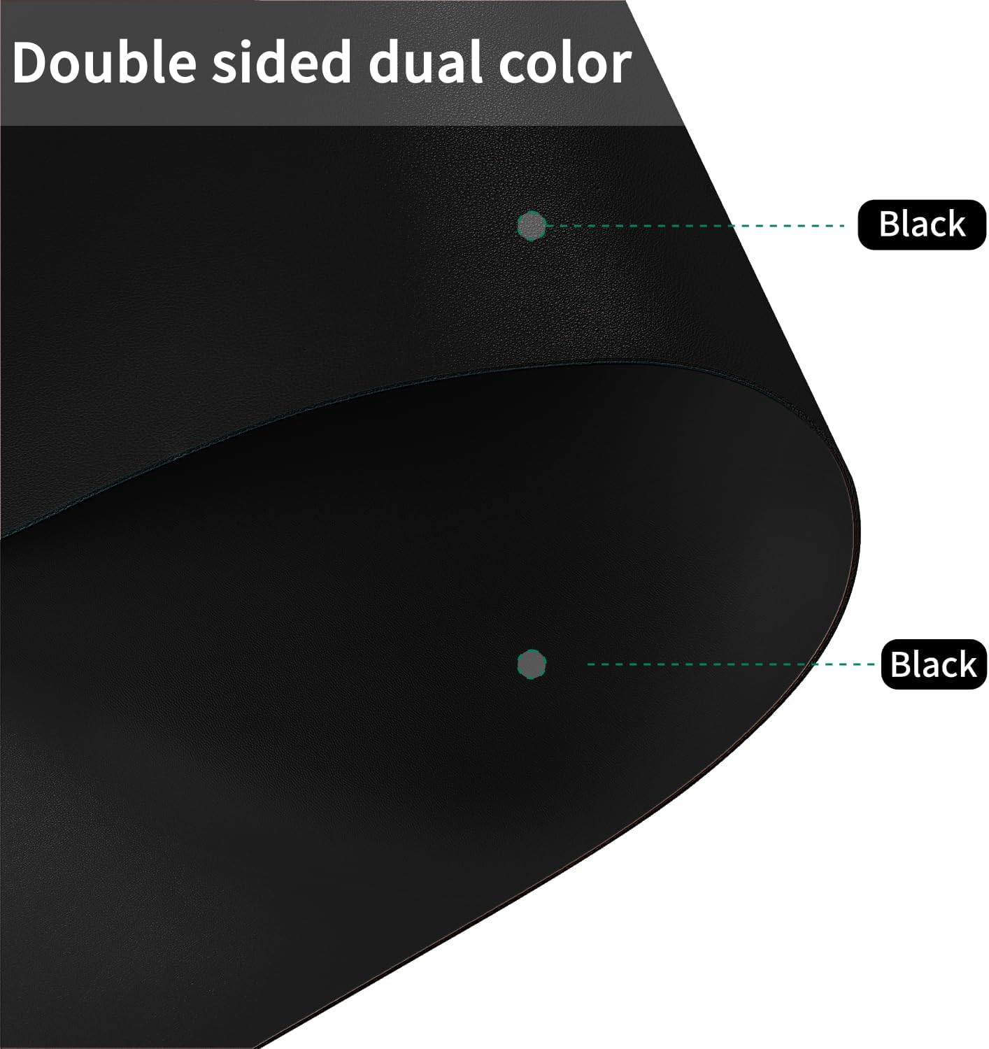 Leather Table Cover,1.8mm Thick,42x60 Inch Table Protector,Table Protector for Dining Room Table,Dining Table Cover,Table Cover Protector,Dining Table Pads(Black+Black,42x60)