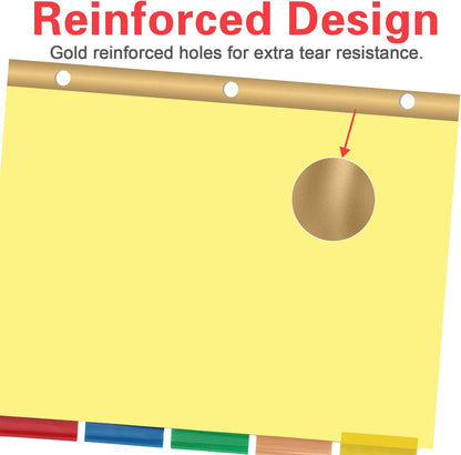 Binder Divider, PANDRI 200 Pack Binder Index Dividers with 5 Insertable Multicolor Big Tabs, Letter Size Paper Binder Divider for School Office Home Business