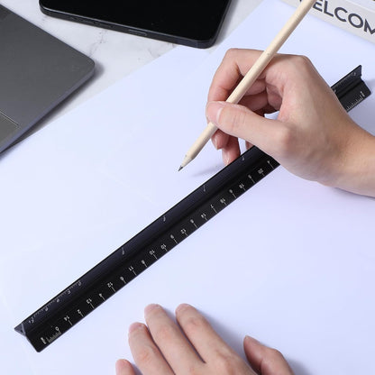 DIVINA VITAE 4pcs Architectural Scale Ruler, Aluminum, 12 Inch Imperial Engineering Scale Triangular Ruler for Architect, Civil Engineer, Draftsman