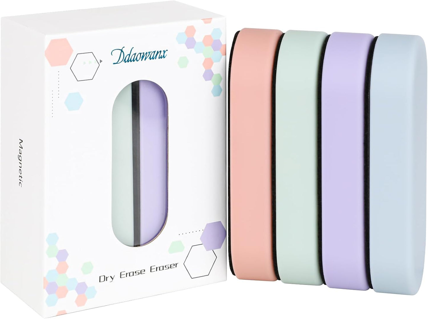 Ddaowanx Dry Erase Erasers, Magnetic Whiteboard Eraser Classroom Must Haves for Students Teachers, School Supplies (4 Pack, 4 Color)