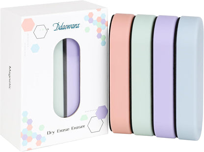 Ddaowanx Dry Erase Erasers, Magnetic Whiteboard Eraser Classroom Must Haves for Students Teachers, School Supplies (4 Pack, 4 Color)