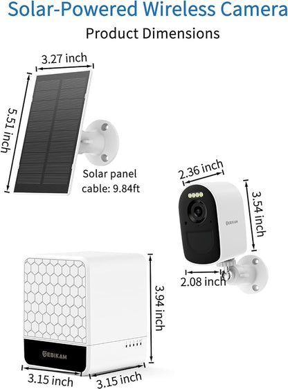 2K/4MP Solar Security Cameras Wireless Outdoor, 4 Battery Cameras with 4 Solar Panels, 5GHz & 2.4GHz WiFi, Spotlight Color Night Vision, PIR Motion Sensor, APP Remote Access for Home Security