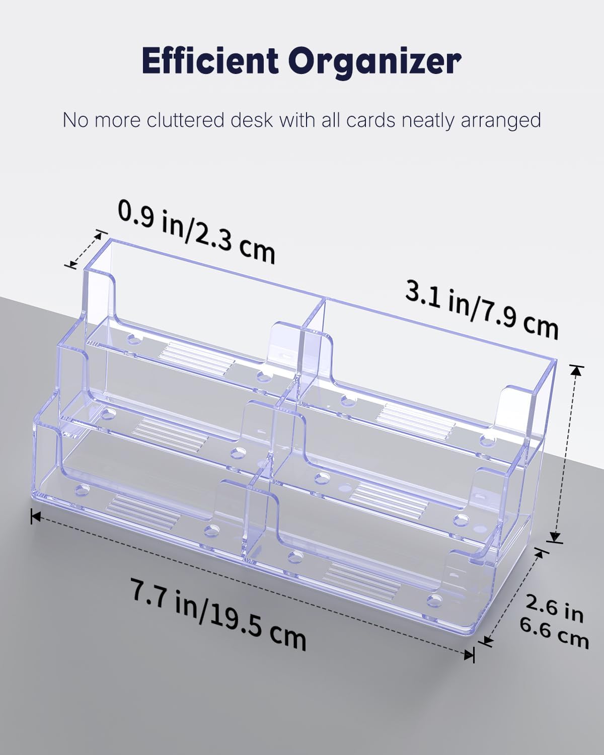 Uniclife 2 Pack Acrylic Business Card Holder for Desk 3 Tiers 6 Slots Clear Business Card Display Stand for Men & Women Desktop Business Card Organizer Card Stand for Office Home, 360 Card Capacity