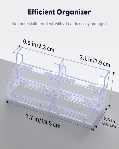 Uniclife 2 Pack Acrylic Business Card Holder for Desk 3 Tiers 6 Slots Clear Business Card Display Stand for Men & Women Desktop Business Card Organizer Card Stand for Office Home, 360 Card Capacity