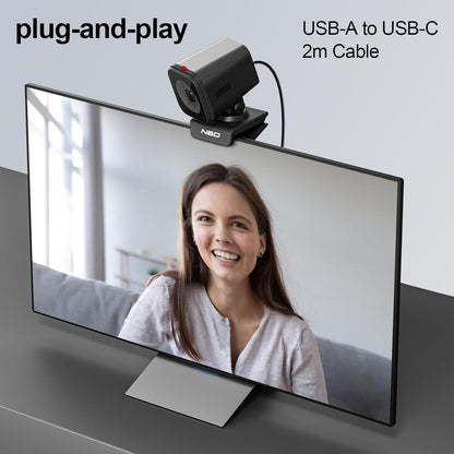 NBD 2K Webcam for PC & Laptop, Autofocus Computer Camera with Remote Control, 2 AI-Noise Canceling Microphones, Stereo Mics, Adjustable Field of View, Low-Light Correction, Built-in Privacy Cover W100