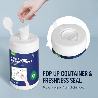 Loukin Whiteboard Cleaning Wipes, Dry Erase Board Cleaning Wipes, Non-toxic White board Wipes, 100 Wipes per Canister, 6 Pack