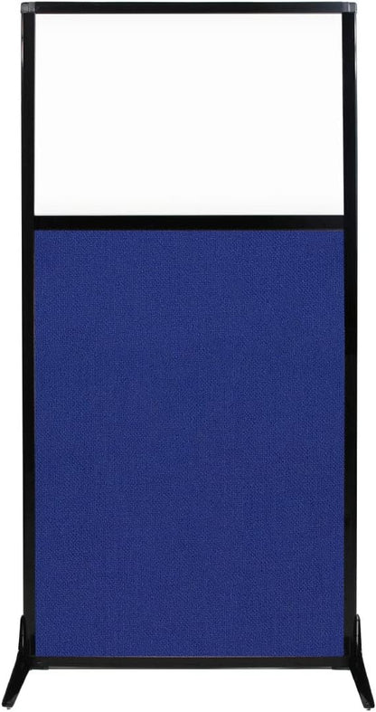 Versare Workstation Partition | Portable Wall Divider | Modern Office Cubicle | Free Standing Privacy Screen | Flexible Work Space | 33" x 70" W/Window, Royal Blue Fabric Panels