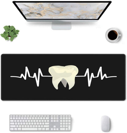 Tooth Dentist Mouse Pad, Heartbeat Dental Assistant Large Big Gaming Mouse Pad Desk Pad, Mousepad with Non-Slip Rubber Base, Extended XXL Mouse Mat for Computer Laptop Office Accessories