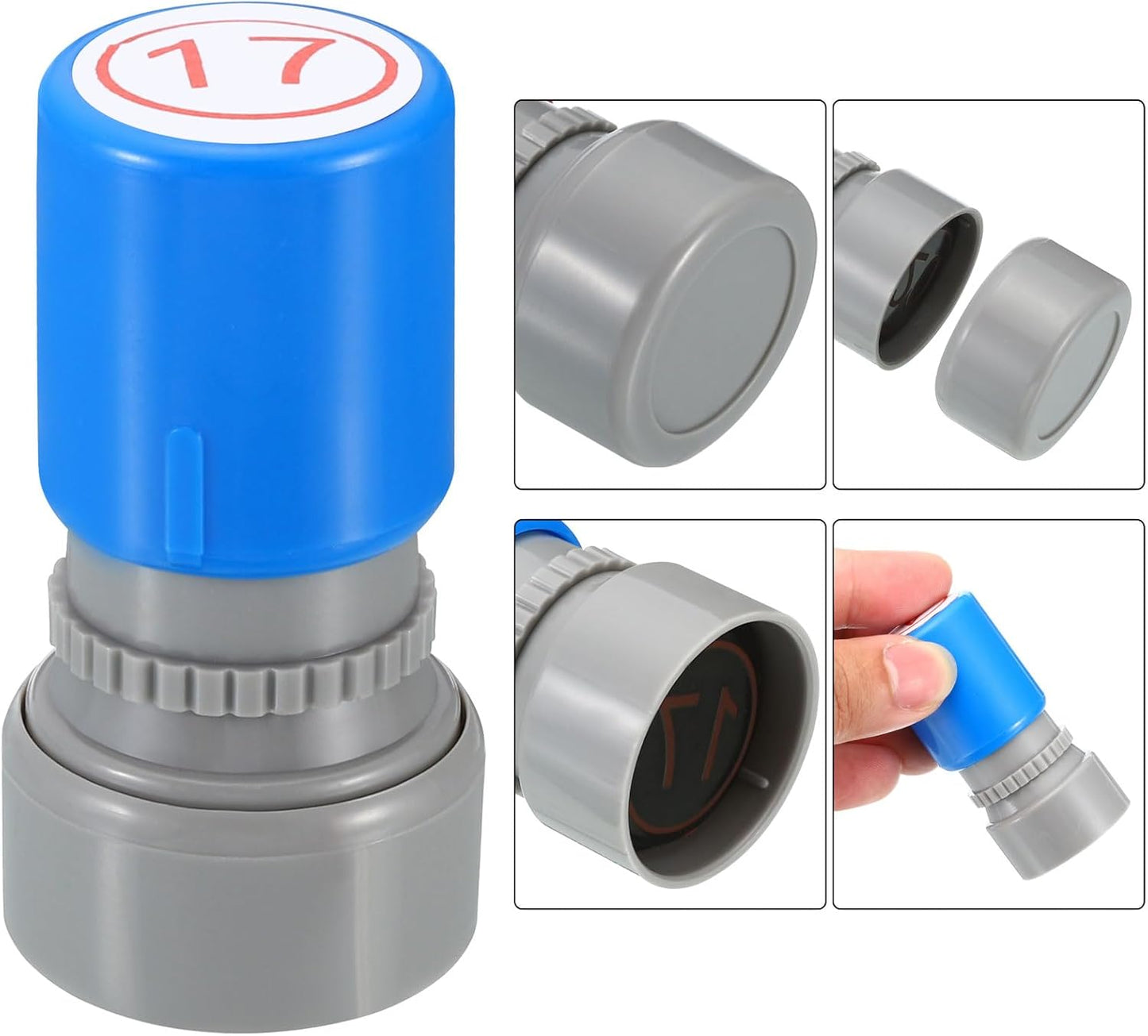 PATIKIL Number Stamps Self Inking, Numeral 17 Number Stamp Teacher Stamp Initial Stamp Ink Stamp for Class Notebook Scrapbooking DIY Craft Style 2, Red Ink