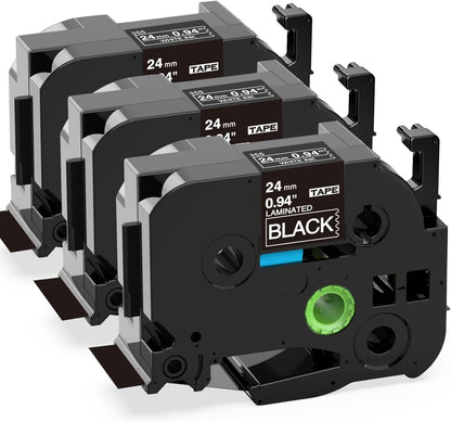 Label KINGDOM TZe-355 24mm Black Label Tape Replacement for Brother TZe355 1 Inch White on Black TZe Tape 0.94 Compatible with Brother P Touch 24mm Tape for PTD600 PTP710BT PTP700 PT2730, 3-Pack