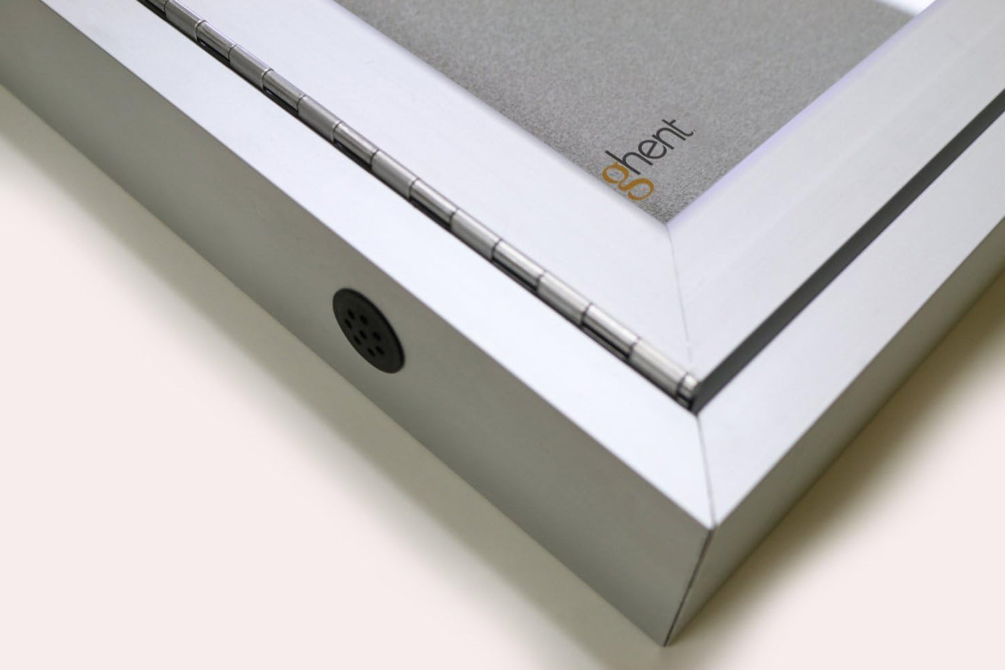 Ghent 24"x18" 1-Door Outdoor Enclosed Vinyl Bulletin Board, Shatter Resistant, with Lock, Satin Aluminum Frame - Ivory (PA12418VX-185), Made in the USA