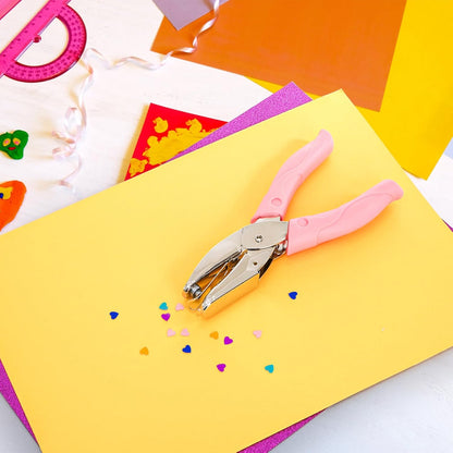 Jucoan 5 Pack Single Hole Punch Metal Handheld Small Hole Puncher with Soft Grip, Star Heart Circle Shape Paper Puncher for DIY Craft Tags Greeting Cards Scrapbook, 1/4, 1/8, 1/16 Inch Hole Punch