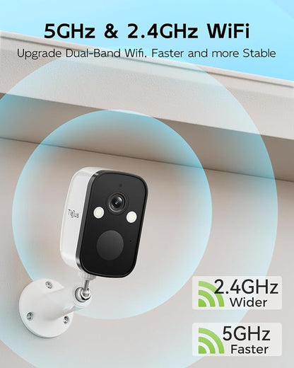 2K Security Cameras Wireless Outdoor, 2.4G/5G WiFi, Solar Camera Outdoor Wireless, Color Night Vision, Solar Powered, Motion Detection Spotlight Siren/2 Way Talk/IP66/Cloud/SD/Alexa