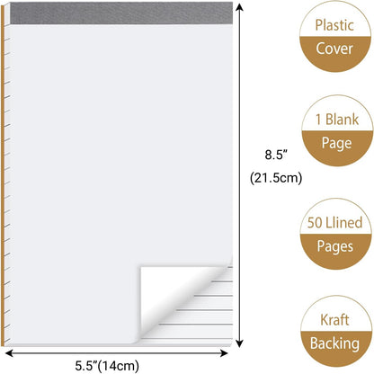 12 Pack Waterproof Cover Memo Pads 5.5" x 8.5" Lined Note Pads Writing Pads (51 Sheets Each Pad, Double Side Printed)