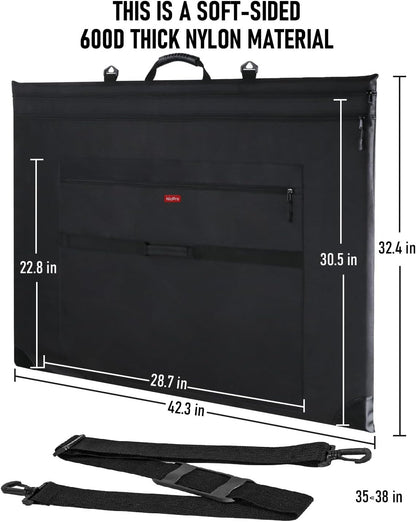 Nicpro Light Weight Art Portfolio Bag, 32 x 42 Extra Large Art Portfolio Case with Detachable Shoulder Strap, Leather Corners, Carrying Storage Case for Artwork, Canvas, Poster, Sketching, and Drawing