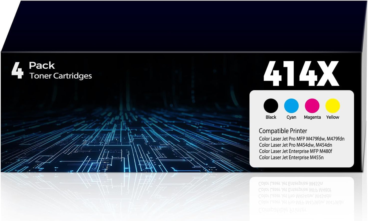 414X Toner Cartridges 4 Pack High Yield Replacement for HP 414X HP414X 414A for Color Laser Jet Pro MFP M479fdw M454dw M479fdn M454dn MFP M480f M455dn Toner, W2020X Black & Color Toner with Chip