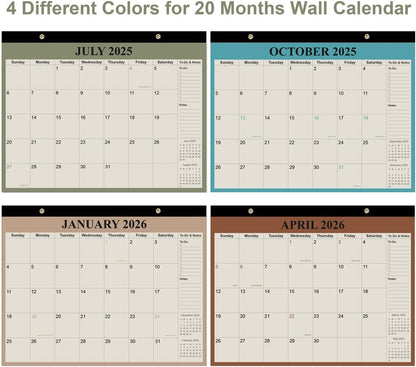 Desk Calendar 2025-2026 - 18 Months Calendar from July 2025 to December 2026, Calendar 2025-2026 with Thick Paper for Office Home School Organizing, 14" X 11", Green