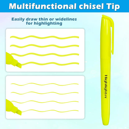 V-Opitos 30 Pack Yellow Highlighters, No Bleed Bright Highlighters with Soft Chisel Tips, Ideal for Office and School Supplies