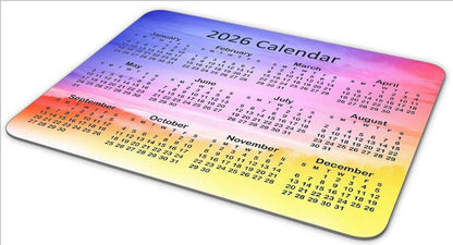 Calendar Mouse Pad, 2026 Watercolor Calendar Gaming Mouse Mat with Custom Design, Non-Slip Rubber Base MousePads for Office Home Laptop Travel, 9.5"x7.9"x0.12" Inch