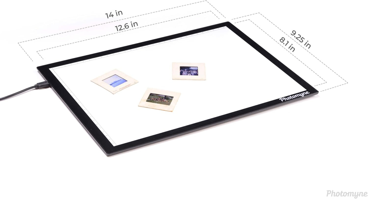 Photomyne A4 Slide Viewer | Light Pad Backlight | Negative Viewer | Film Negatives & Old Slides Scanning Light Box | Hands-Free Ultra-Thin Ultimate Brightness (Includes USB Adapter) - Black