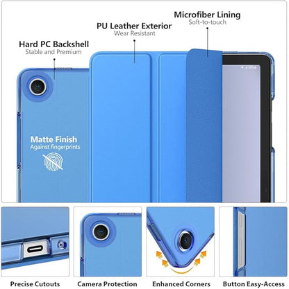 MoKo Case for Galaxy Tab A9+/A9 Plus 11 inch 2023, Slim Stand Protective Smart Cover with Hard PC Translucent Back Shell for Tab A9 Plus Tablet (SM-X210/X216/X218), Auto Wake/Sleep, Blue Wave