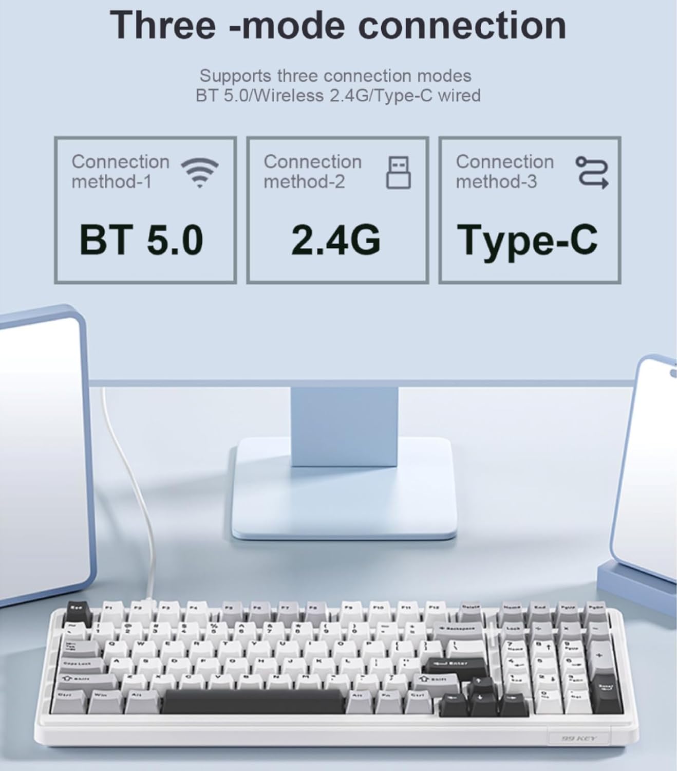 x Aula F99 Pro Wireless Mechanical Gaming Keyboard, Hot Swappable Custom Cream Keyboard with RGB Backlit, Pre-lubed Linear Switches, Gasket Structure PBT Keycaps Blutooth Keyboards for PC Xbox