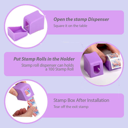 3 Pack Postage Stamp Roll Dispenser for a Roll of 100 Postage Stamp Holder Plastic for Home Office Desk Organization Supplies