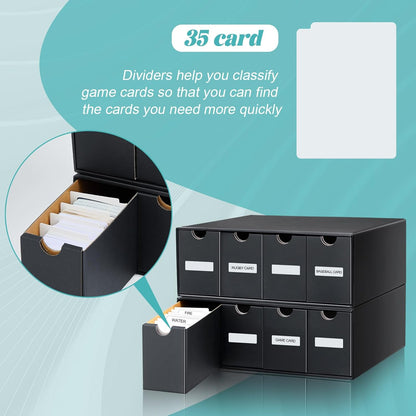 Cholemy Trading Card Storage Box 15000+ with 70 Cardboard Storage Divider, Label Sticker for Collection Compatible with TCG, Sport Cards(2 Row, 4 in A Row,Black)