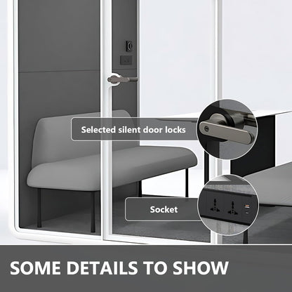 Office Sound Booth with Audio Privacy - Portable Soundproof Booth Includes White Frame with Curved Corners,Soundproof Room with Light,Fans, Magnetic Door Lock for Negotiation Room (70.08IN)